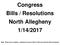Congress Bills / Resolutions North Allegheny 1/14/2017. Note: There are no authors / sponsors for any of the b/r that are used for this tournament