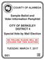 Sample Ballot and Voter Information Pamphlet. CITY OF BERKELEY DISTRICT 4 Special Vote by Mail Election