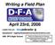 Writing a Field Plan. April 23rd, 2008