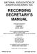 RECORDING SECRETARY'S MANUAL