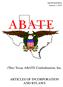 SIXTH EDITION January 1, (The) Texas ABATE Confederation, Inc. ARTICLES OF INCORPORATION AND BYLAWS