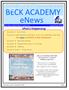 BECK ACADEMY enews. What s Happening. Click here to DONATE to Bob s Backpacks! December 9 Bob s Backpack Craft Dove Tree Club House 9am-1pm!