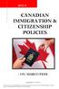 CANADIAN IMMIGRATION & CITIZENSHIP POLICIES