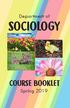 Department of SOCIOLOGY COURSE BOOKLET