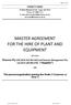 MASTER AGREEMENT FOR THE HIRE OF PLANT AND EQUIPMENT