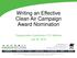 Writing an Effective Clean Air Campaign Award Nomination. Transportation Coordinator (TC) Webinar July 25, 2018