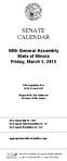 SENATE CALENDAR. 98th General Assembly State of Illinois Friday, March 1, th Legislative Day 10:00 O'clock AM