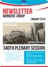 NEWSLETTER. 340th Plenary Session. Workers Group. january 2019