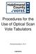 Procedures for the Use of Optical Scan Vote Tabulators