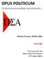 OPUS POLITICUM. Volume II, Issue I, Winter 2011 ΠΣΑ: ΑΔΦ. The Journal of the Alpha Delta Phi Chapter of Pi Sigma Alpha