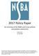 2017 Policy Paper. An overview of the NSBA and its key policies and position statements. By Keith Moen est. March 2017