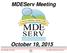 MDEServ Meeting. October 19, 2015