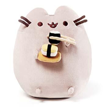 At the Toy Fair last month, Gund put Pusheen front and center at their booth, offering a collection of big and little cats as keychain and backpack clips, handheld toys, huggable pillows, and