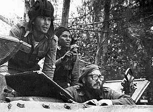 Cuban leader Fidel Castro watches events during the Bay of Pigs Invasion.