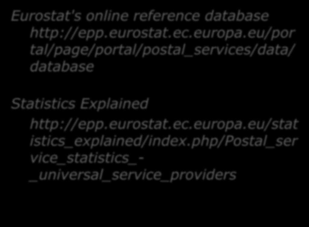 Useful links Eurostat's online reference database http://epp.eurostat.