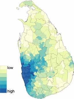 A household located in a DS division with the average characteristics of Colombo district is 7 percent more likely to be non-poor than a similar household in a DS division with the average