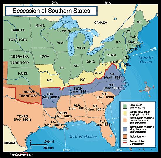 The Union Collapses State South Carolina Mississippi Florida Alabama Georgia Louisiana Texas Date of Secession