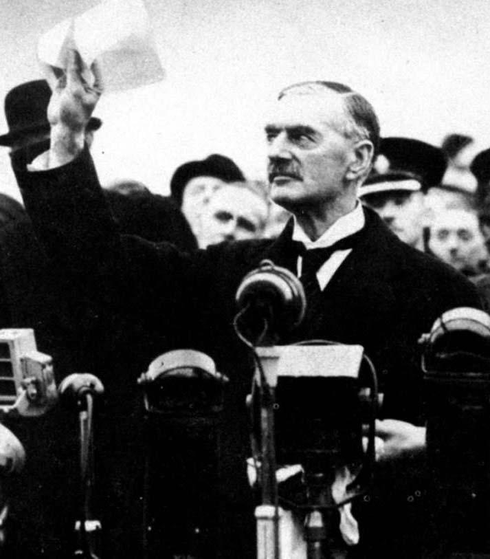 Neville Chamberlain, Prime Minister of Britain, met with Hitler three times during September 1938 to try to reach an agreement that would prevent war.