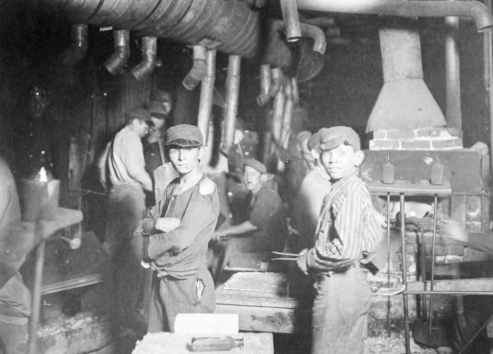Document 3 Lewis Hine took this photograph at the Indiana Glass Works in 1908. He noted that the time he took the picture was midnight. 18. Describe what you see in this picture. 19. What are some of the abuses and problems that progressive reformers sought to address?