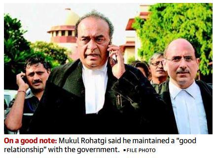 Continue Page-11-Not interested in second term as A-G, says Rohatgi Attorney General Mukul Rohatgi, whose three-year tenure will end on June 19, has asked the government not to