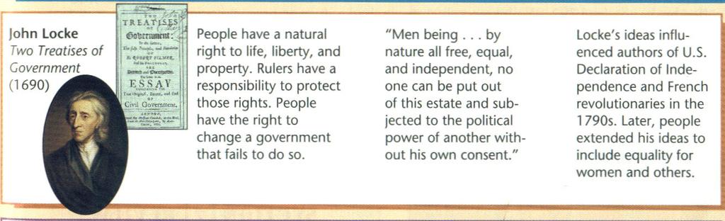 RESOURCE CARD 2 John Locke, British Philosopher John Locke thought that people were basically reasonable and moral. He argued that man had certain inalienable rights that no government could deny.