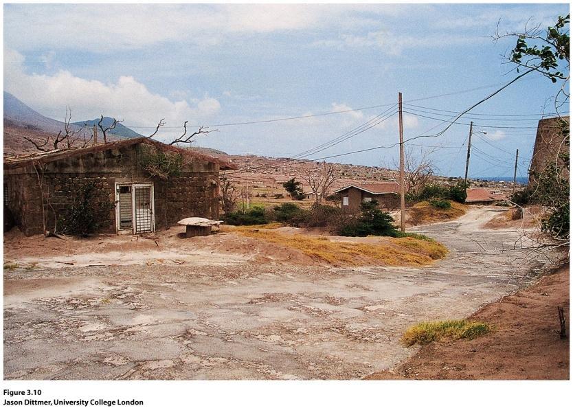 Guest Field Note Plymouth, Montserrat This photo shows the damage caused by the 1995 eruption of the Sourfriere Hills volcano on the Caribbean Island of Montserrat Many Montserratians fled to the