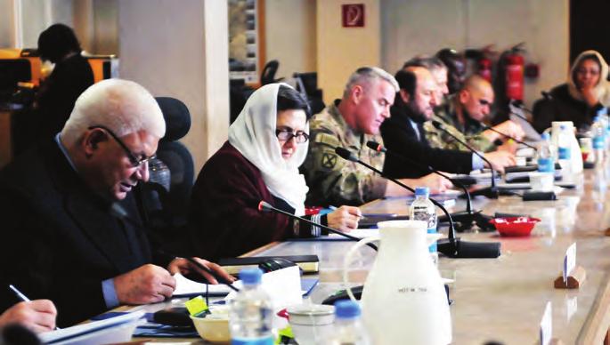 First Lady of Afghanistan Rula Ghani delivers remarks during a Women in Security Advisory Committee session. (U.S. Navy photo by Lt. Jg. Egdanis Torres Sierra) total to 3,803 graduates.