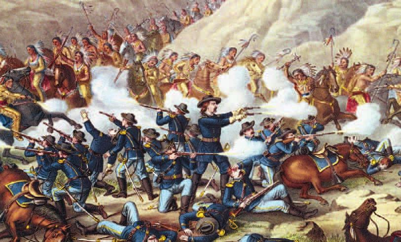 Two Views of a Historic Battle CONNECT TO THE ARTS Art historians have identified about 1,000 paintings of the Battle of the Little Bighorn. The painting on this page was painted in 1899.