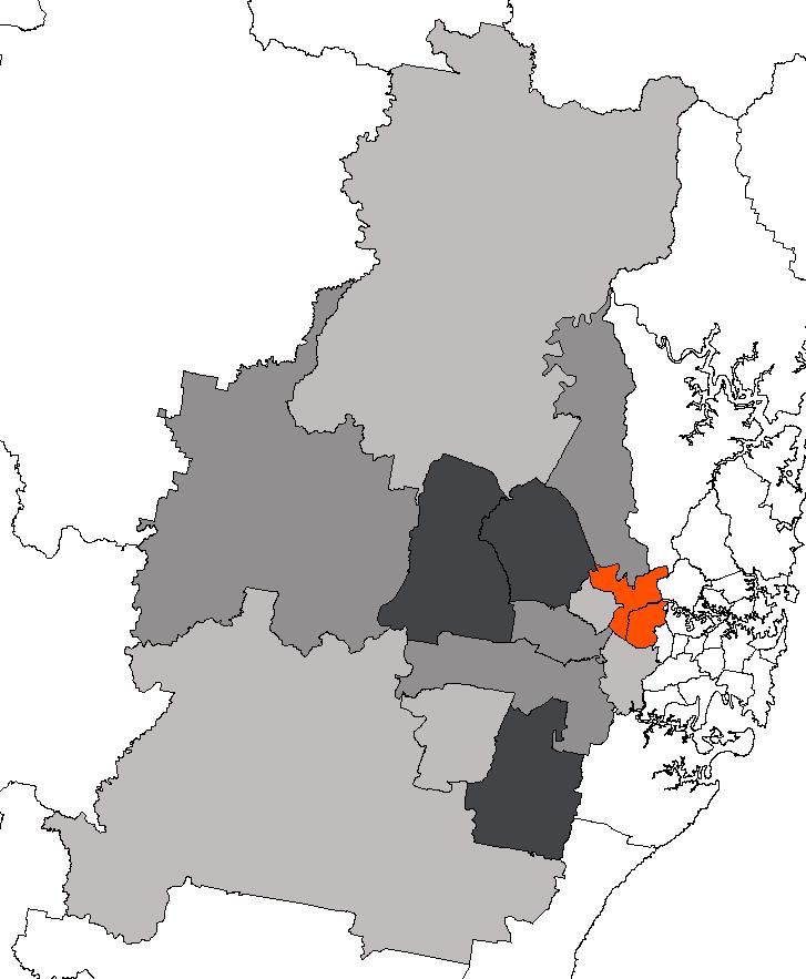 area. The rest of the region s LGAs have substantial job deficits with Blacktown in particular generating over 40,000 less jobs than what would be required to support its resident workforce.