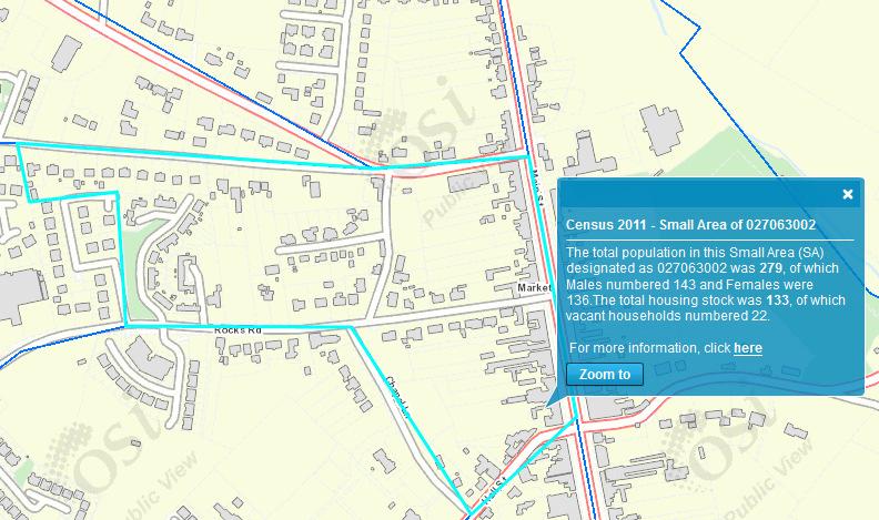 Small Areas nest within Electoral Division boundaries. An example of a Small Area Boundary available on the CSO website using the SAPMAP tool.