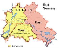divided into zones and city of Berlin divided into 2 W Germany and W Berlin