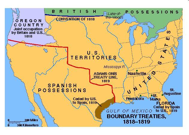Florida 1819- Adams-Onis Treaty Spain was weak