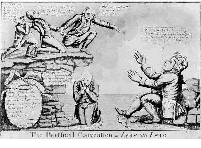 Hartford Convention Late 1814 MA calls for a convention to be held in Hartford, CT Delegations from MA, CT, RI, NH, and VT meet to discuss their