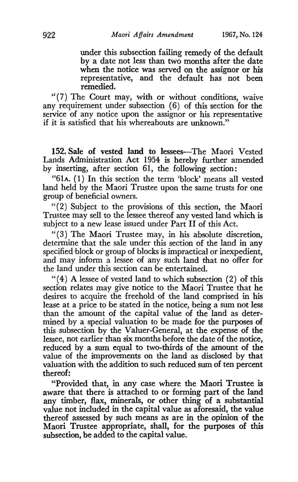 922 Maori Affairs Amendment 1967, No.