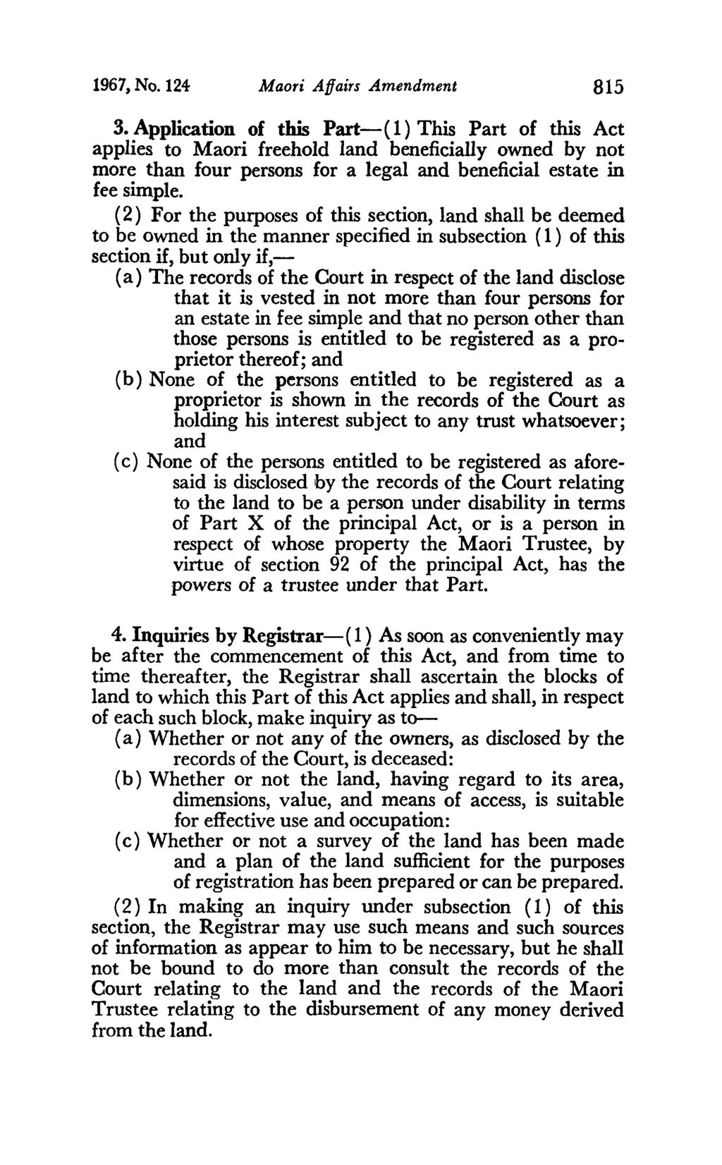 1967, No. 124 Maori Affairs Amendment 815 3.