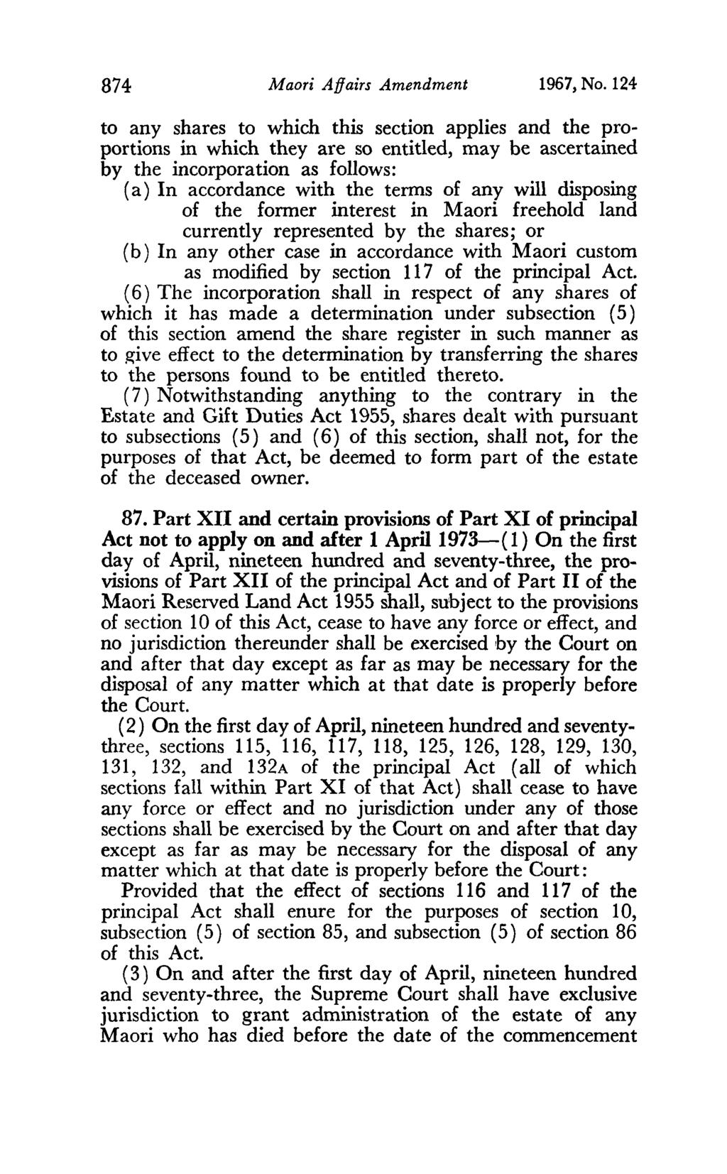 874 Maori Affairs Amendment 1967, No.