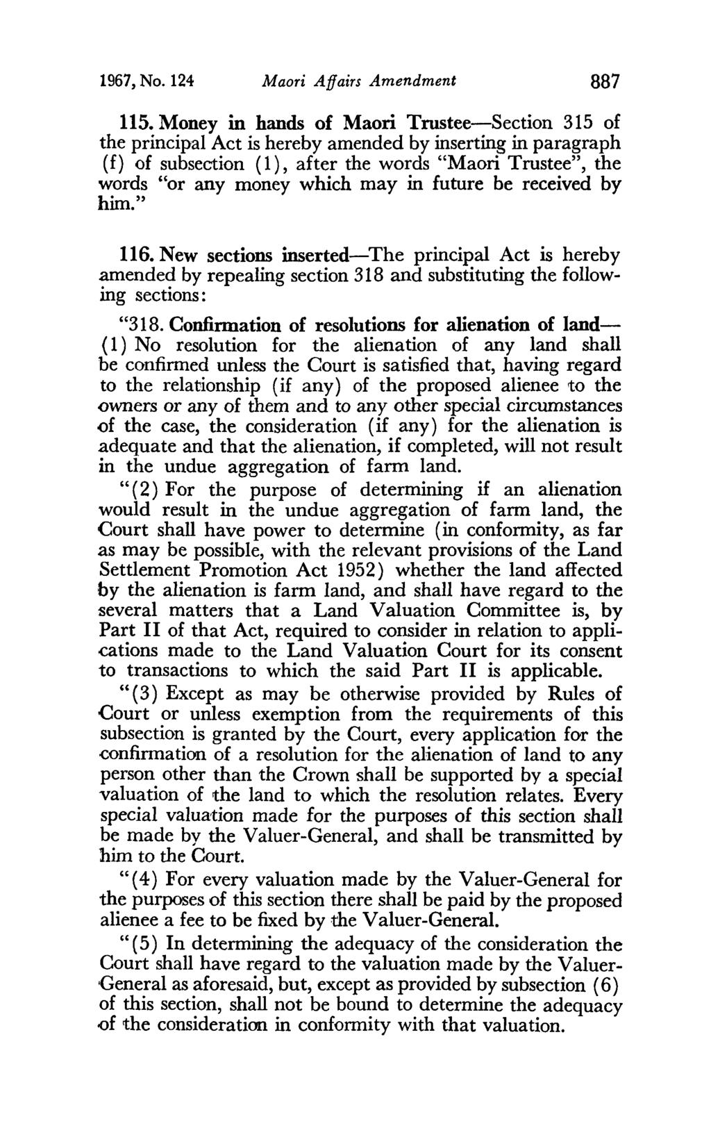 1967, No. 124 Maori Affairs Amendment 887 115.