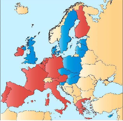 EU/EMS Members of the Economic and Monetary Union (EMU) Countries in red: EU members that use the euro and are members of the EMU.