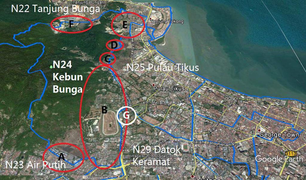 4.2.2 N24 Kebun Bunga From Map 12, it seems that N24 Kebun Bunga is formed by grouping communities with rather distinct interests and to a large extent separated by the hill.