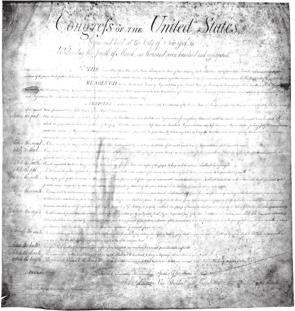 The Bill of Rights Document A Image of The Bill of Rights For a higher resolution image go to: