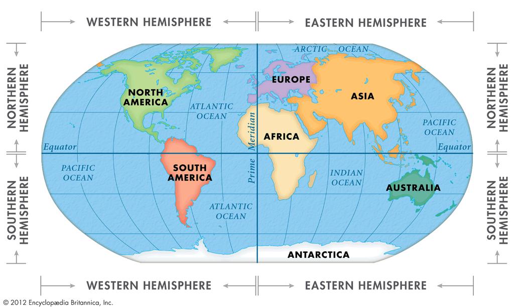 -A hemisphere is half of a sphere; it is created by the Prime Meridian or Equator -The Prime Meridian is an imaginary line that divides the Earth into the Eastern and Western