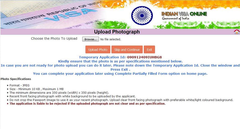 Upload Photograph Section Click here to upload your photo.
