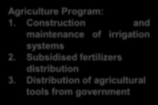 Distribution of agricultural tools from