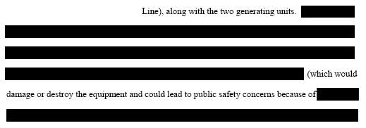When moving materials to an appendix or attachment disrupts the flow of information, a second method is to redact CEII within the document by utilizing black-out redaction for sentences, phrases, etc.