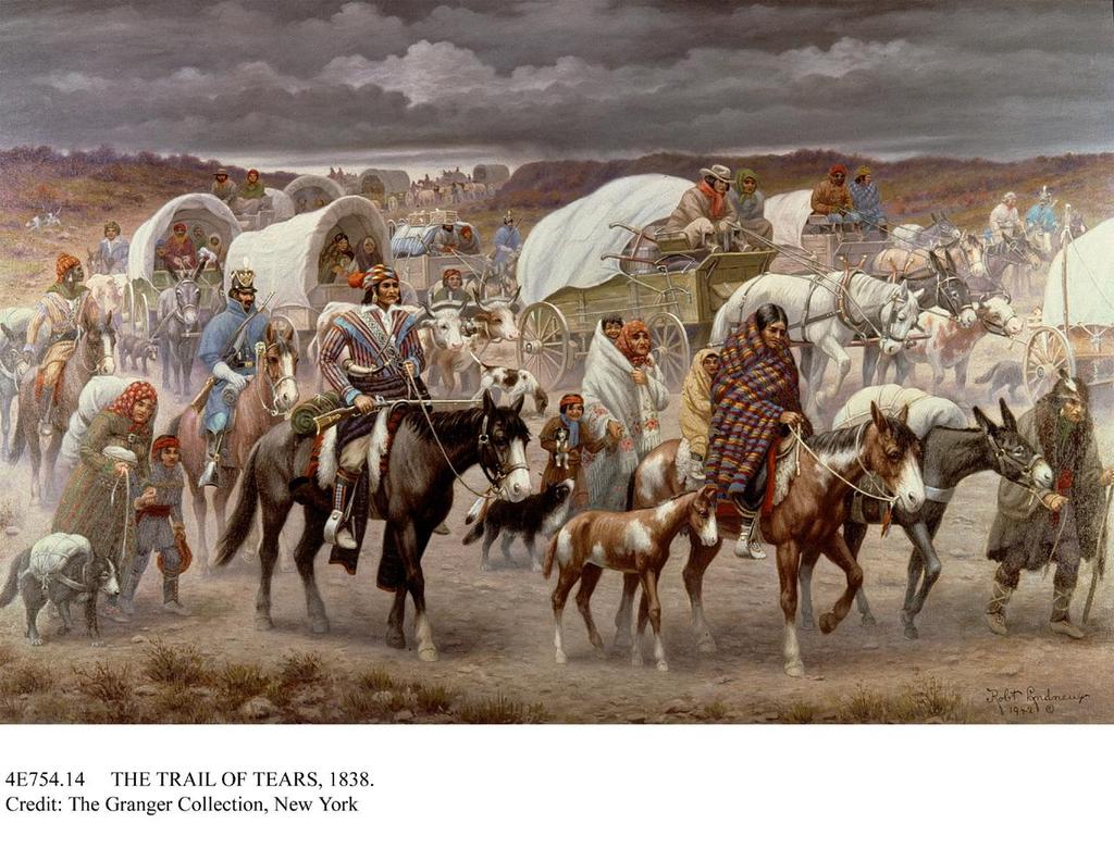 As a result, thousands of Indians were pushed west by the US Army. This was known as the Trail of Tears (1835-1838). Many died along the route--- mostly children and the elderly.