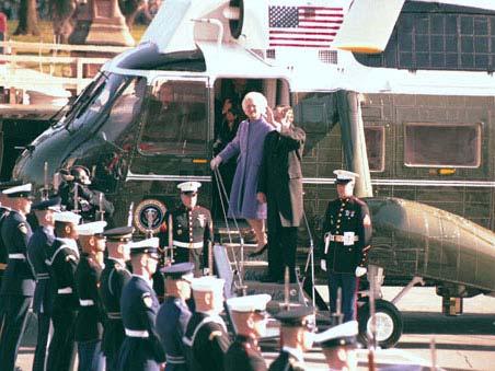 6. Departure of the Outgoing President Photo Above- George H.W. Bush and Barbara Bush depart the U.S. Capitol from the East Front on January 20, 1993.