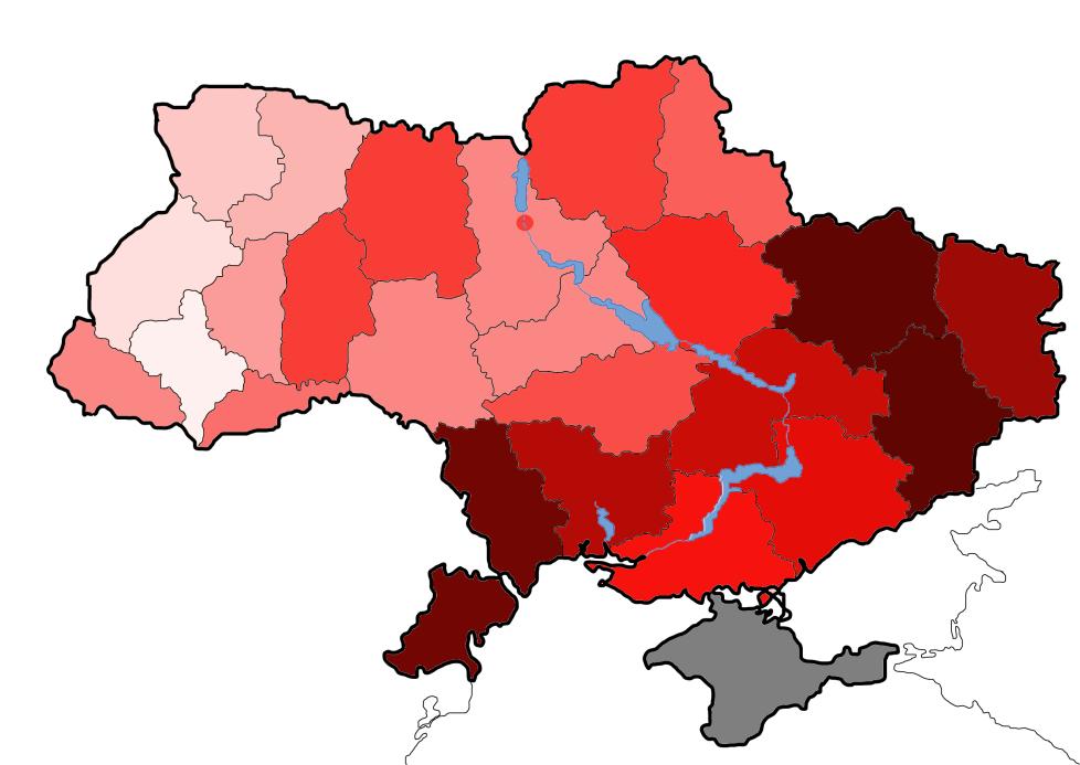 Effectiveness of Russian propaganda in different regions of Ukraine Index of effectiveness of Russian propaganda (IERP) is based on 5 variables: negative perception of Maidan-2014, negative attitude