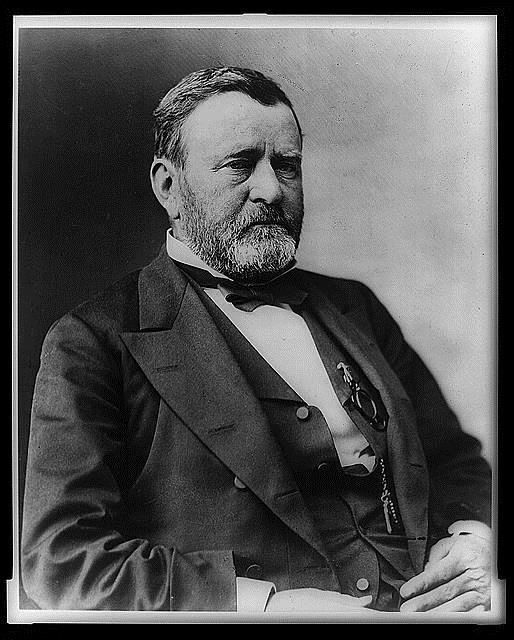 Former Union General Ulysses Grant turned Republican politician elected President in 1868 & reelected in 1872 despite political inexperience & widespread