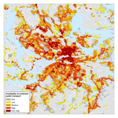 Stockholm: areas and population by access to public