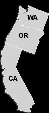 Washington, Oregon, California Cities: Seattle, San Francisco, Los Angeles San